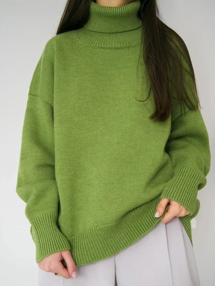 Blubelle Women’s Oversized Turtleneck Sweater – Thick Warm Knit Pullover | Chic Autumn & Winter Loose Casual Jumper