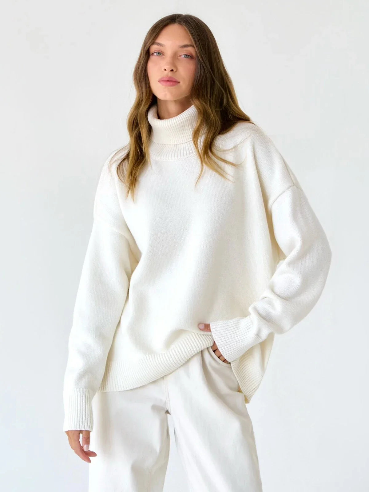 Blubelle Women’s Oversized Turtleneck Sweater – Thick Warm Knit Pullover | Chic Autumn & Winter Loose Casual Jumper