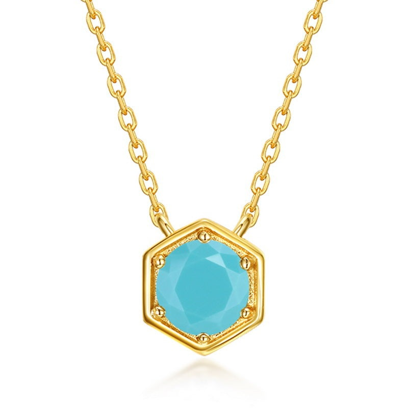 Twelve Birthstone S925 Silver Inlay Multicolor Cultivation Colored Gems Clavicle Chain Simple Necklace