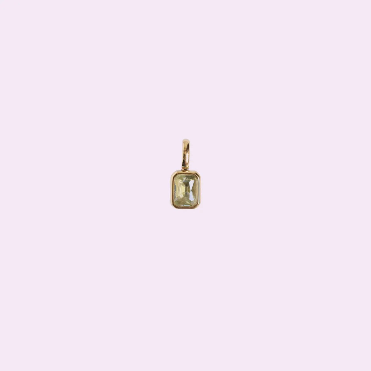 Titanium Steel Colored 12 Birthday Stone Pendant DIY Accessories Necklace Women's Square Colored Zircon Color Preservation