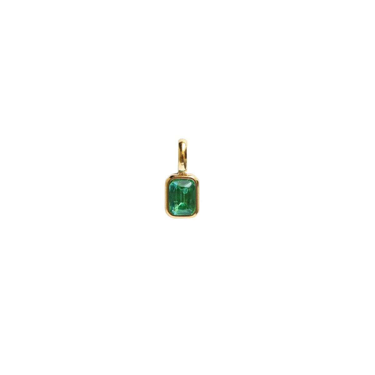 Titanium Steel Colored 12 Birthday Stone Pendant DIY Accessories Necklace Women's Square Colored Zircon Stone Pendant