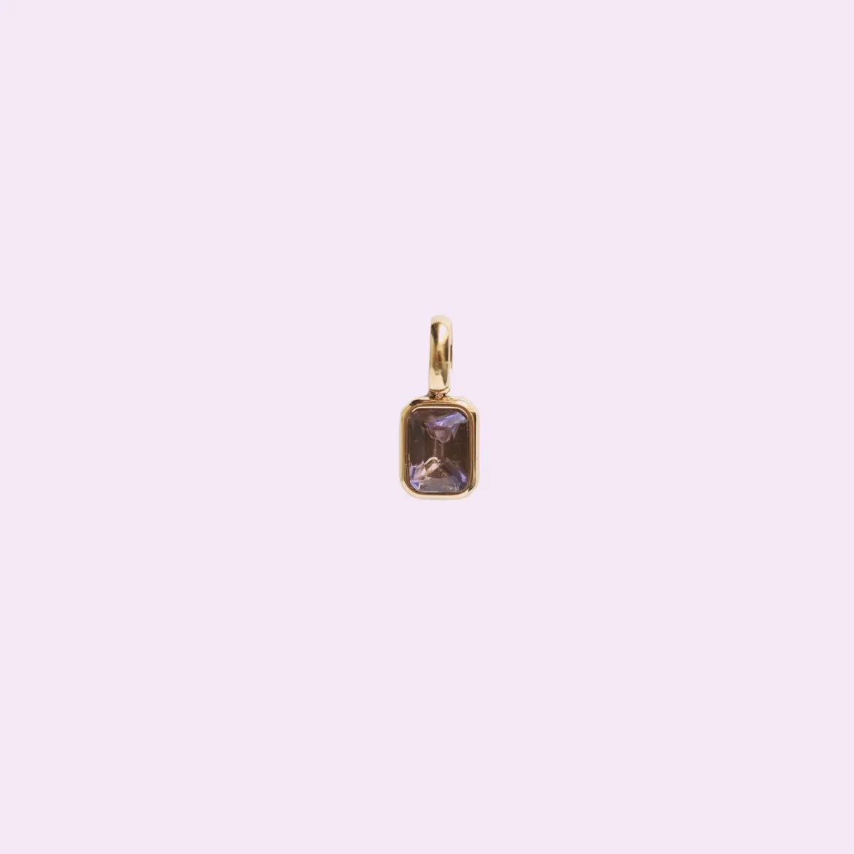 Titanium Steel Colored 12 Birthday Stone Pendant DIY Accessories Necklace Women's Square Colored Zircon Color Preservation