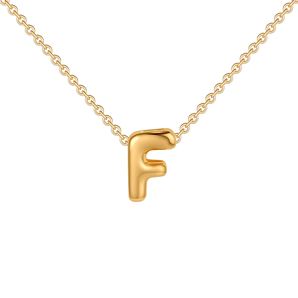 Dainty Mini Bubble Letter Necklace Gold Plated Balloon Initial Tiny Small Pendent Necklaces for Women Jewelry Teen Girls Gifts