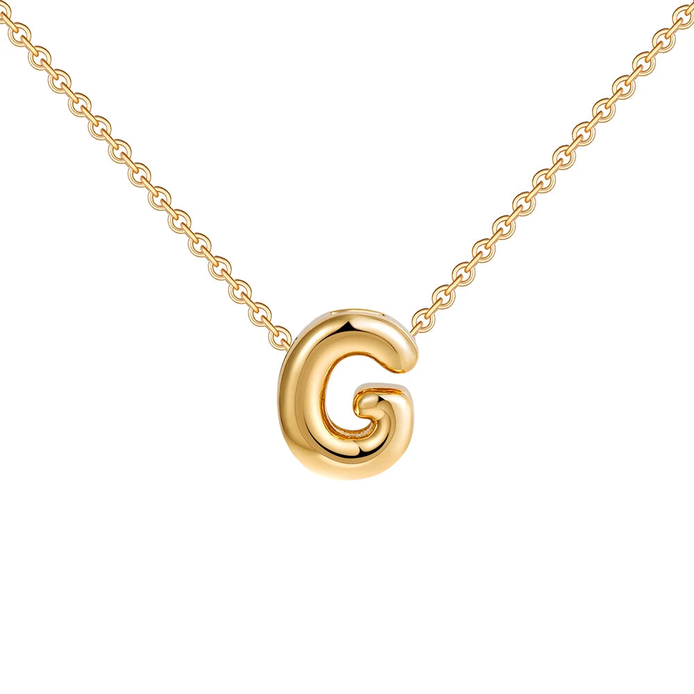 Dainty Mini Bubble Letter Necklace Gold Plated Balloon Initial Tiny Small Pendent Necklaces for Women Jewelry Teen Girls Gifts