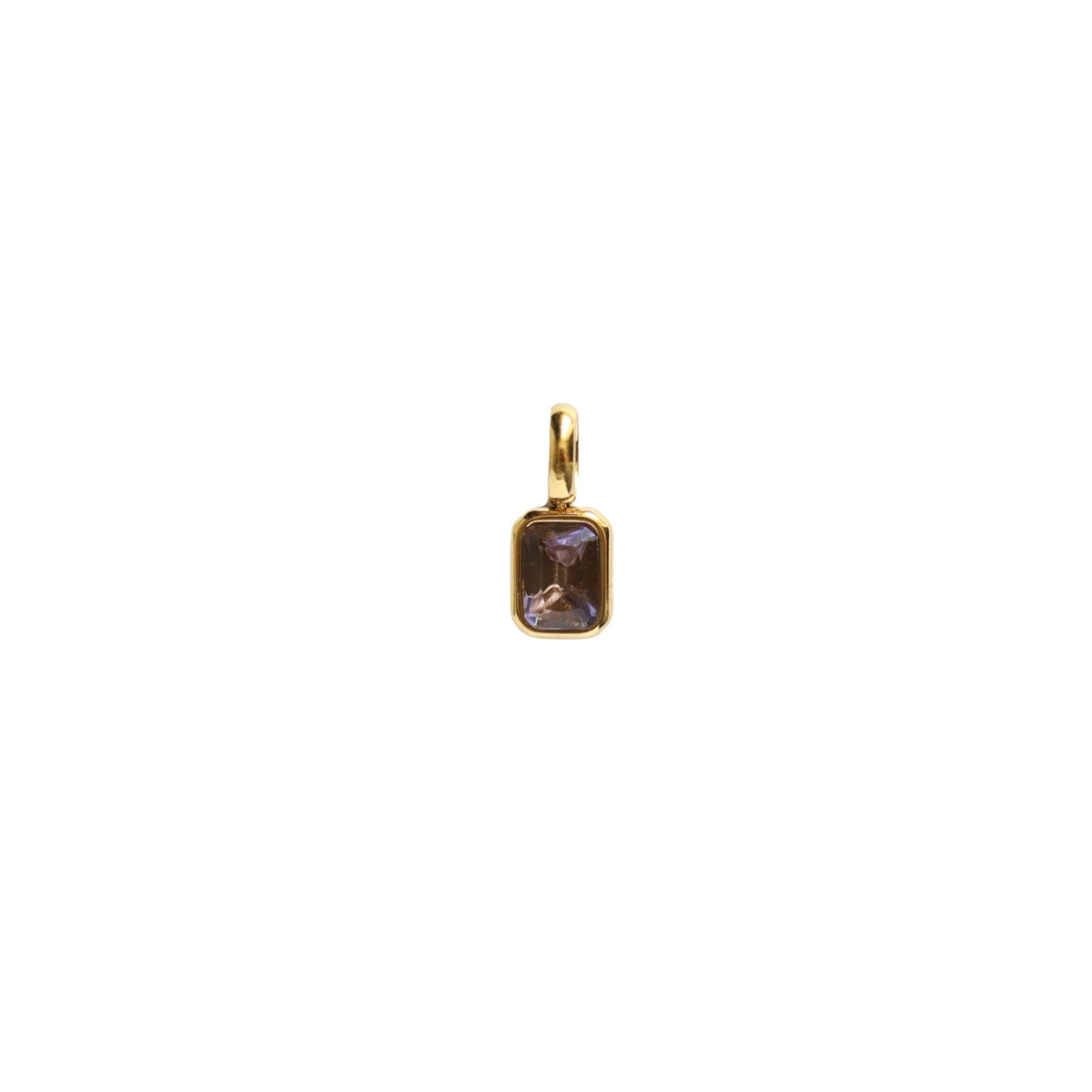 Titanium Steel Colored 12 Birthday Stone Pendant DIY Accessories Necklace Women's Square Colored Zircon Stone Pendant