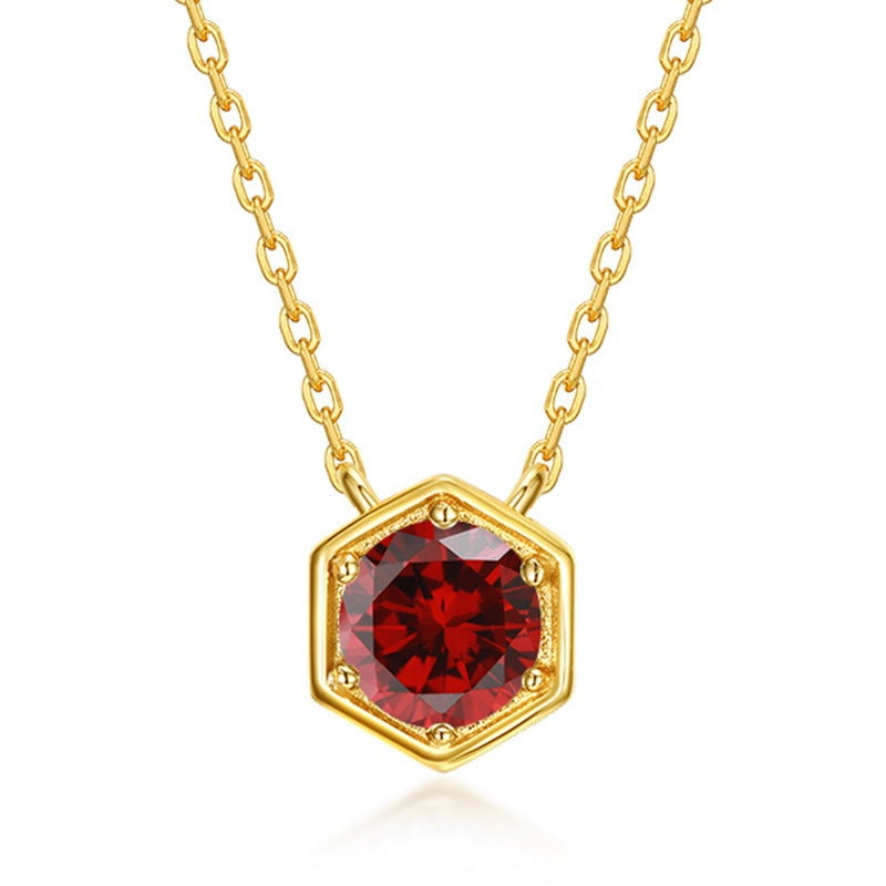 Twelve Birthstone S925 Silver Inlay Multicolor Cultivation Colored Gems Clavicle Chain Simple Necklace