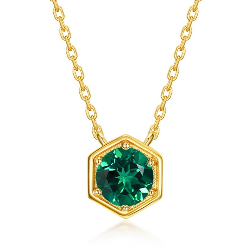 Twelve Birthstone S925 Silver Inlay Multicolor Cultivation Colored Gems Clavicle Chain Simple Necklace