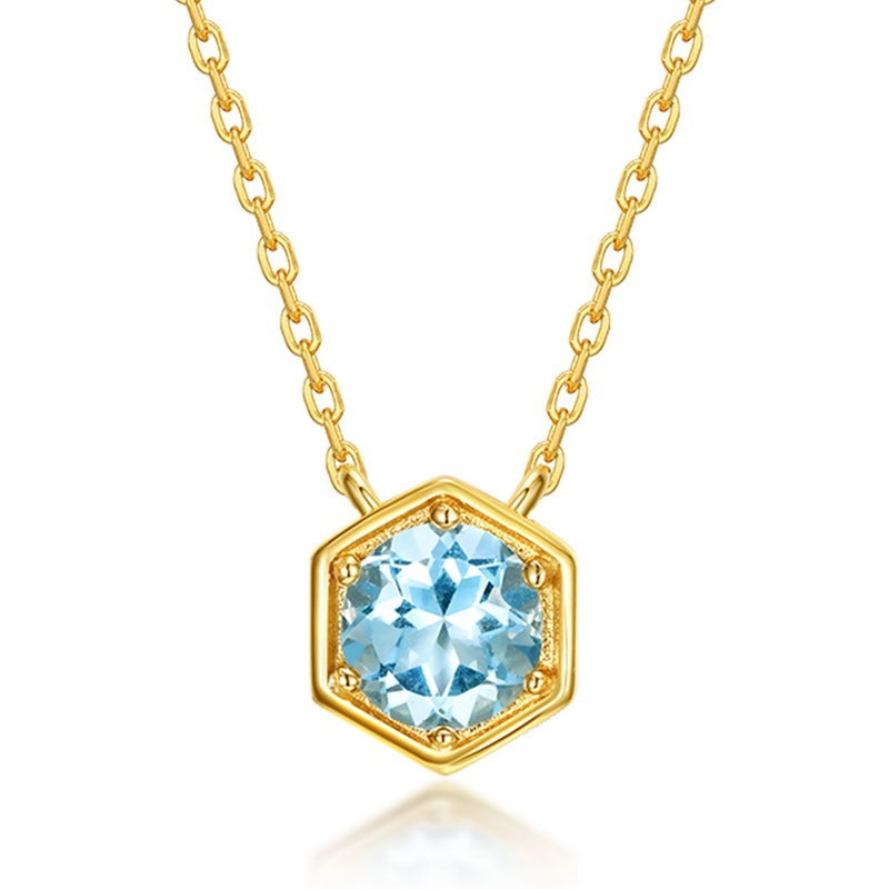 Twelve Birthstone S925 Silver Inlay Multicolor Cultivation Colored Gems Clavicle Chain Simple Necklace