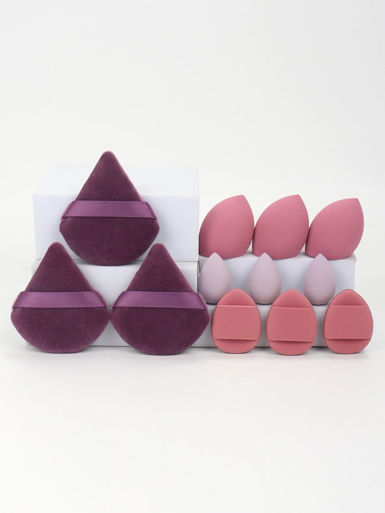 12-Piece All-Purpose Makeup Sponge Set – Loose Powder Puffs, Air Cushion Puffs & Beauty Eggs | Professional Blending Kit