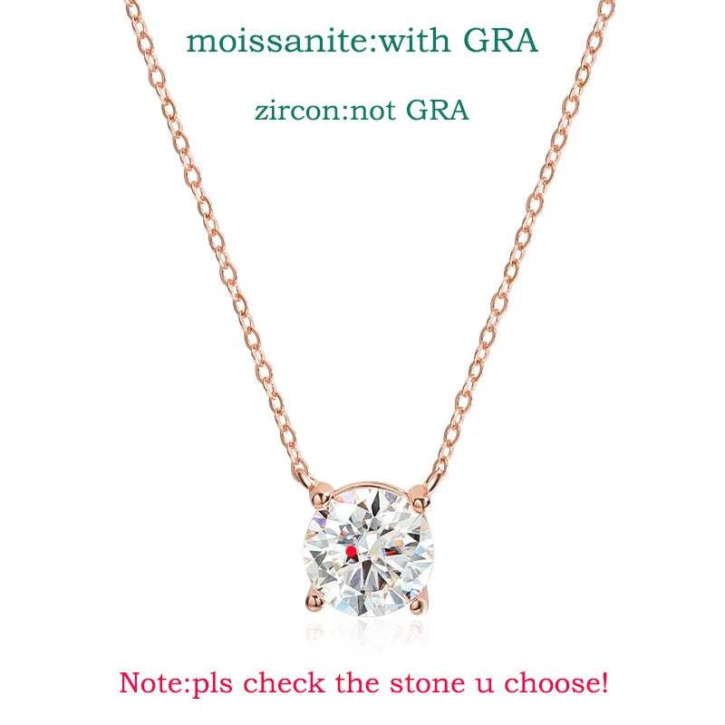 Smyoue 1-5CT Rose Gold Color Moissanite Necklace for Women D Color Sparkling Classic Lab Diamon Pendant Sterling Silver 925 100%