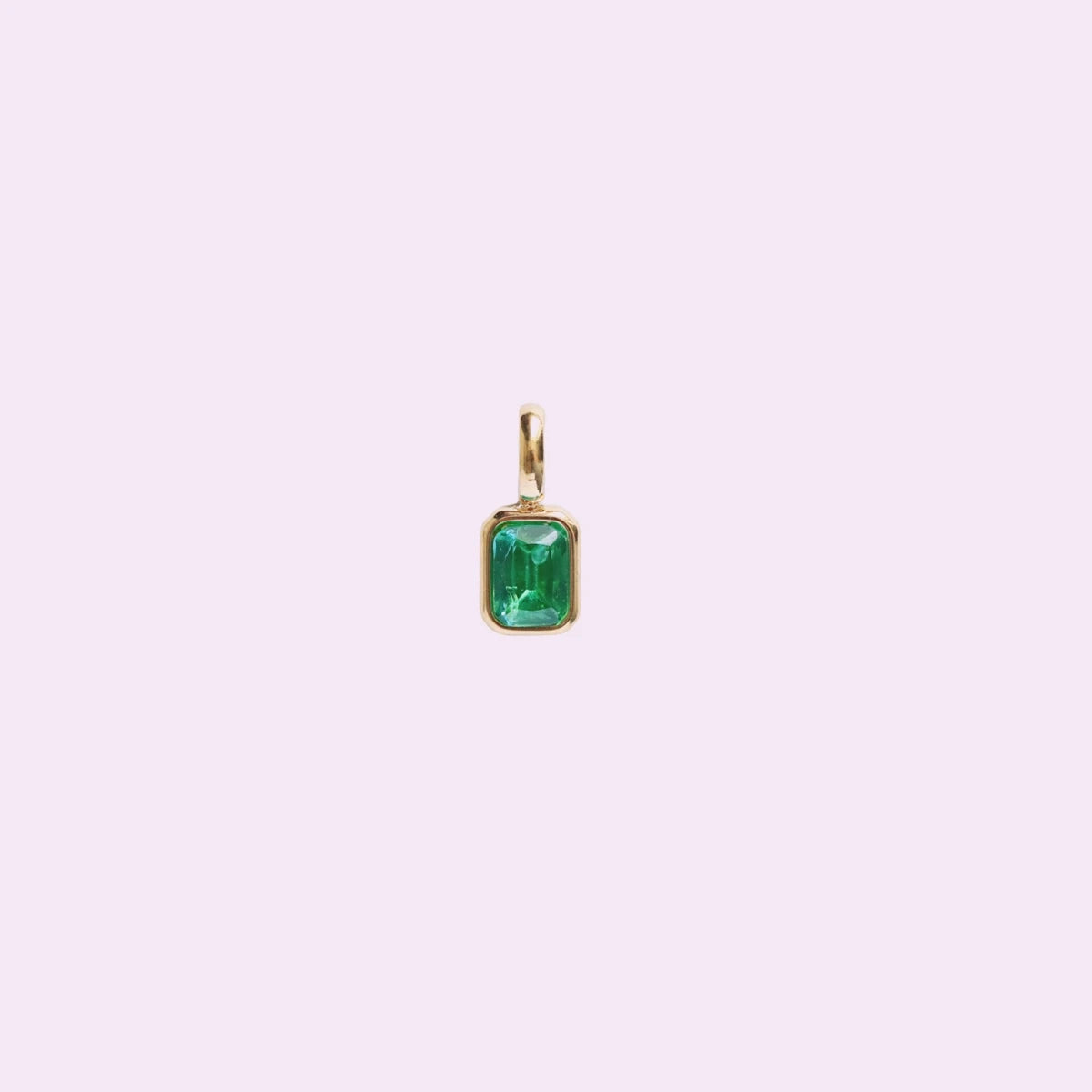 Titanium Steel Colored 12 Birthday Stone Pendant DIY Accessories Necklace Women's Square Colored Zircon Color Preservation