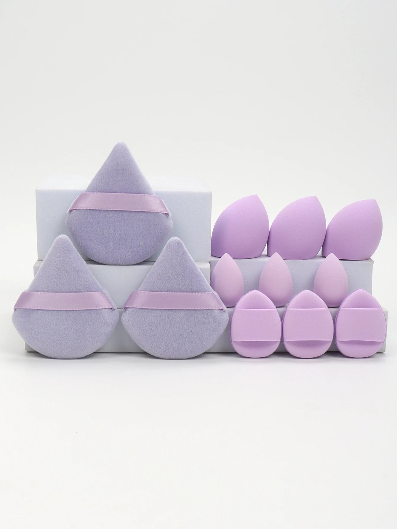 12-Piece All-Purpose Makeup Sponge Set – Loose Powder Puffs, Air Cushion Puffs & Beauty Eggs | Professional Blending Kit