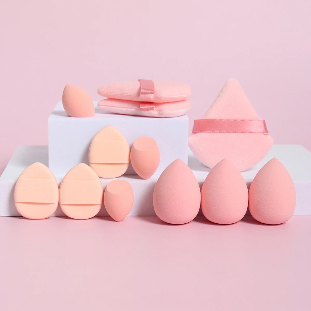 12-Piece All-Purpose Makeup Sponge Set – Loose Powder Puffs, Air Cushion Puffs & Beauty Eggs | Professional Blending Kit