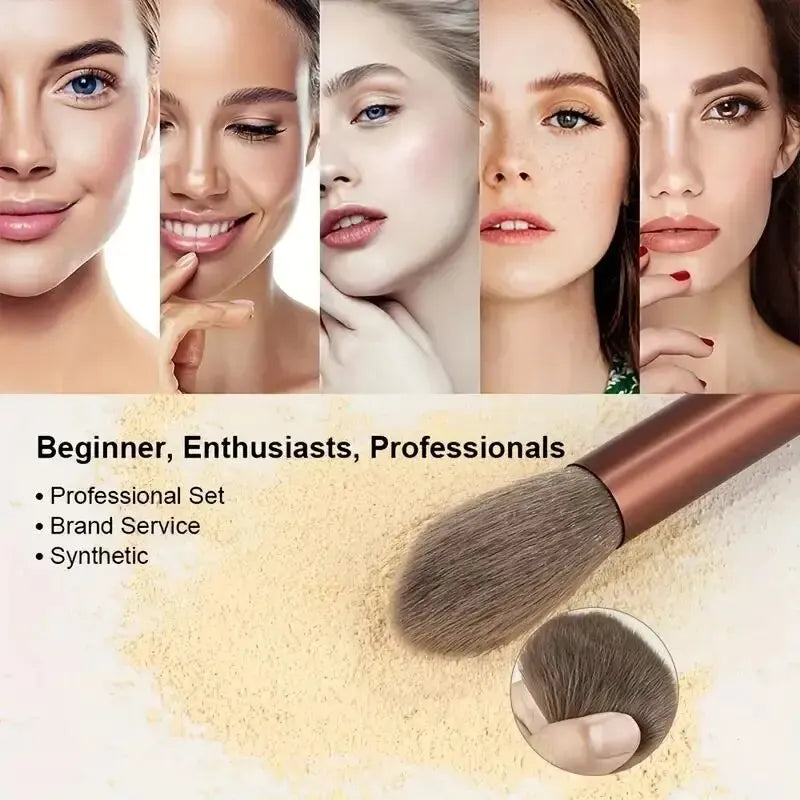 Professional Soft Makeup Brush Set – Fluffy Foundation, Powder & Eyeshadow Kabuki Brushes | Full Cosmetic Blending Kit