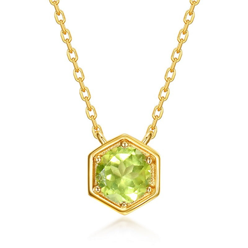 Twelve Birthstone S925 Silver Inlay Multicolor Cultivation Colored Gems Clavicle Chain Simple Necklace