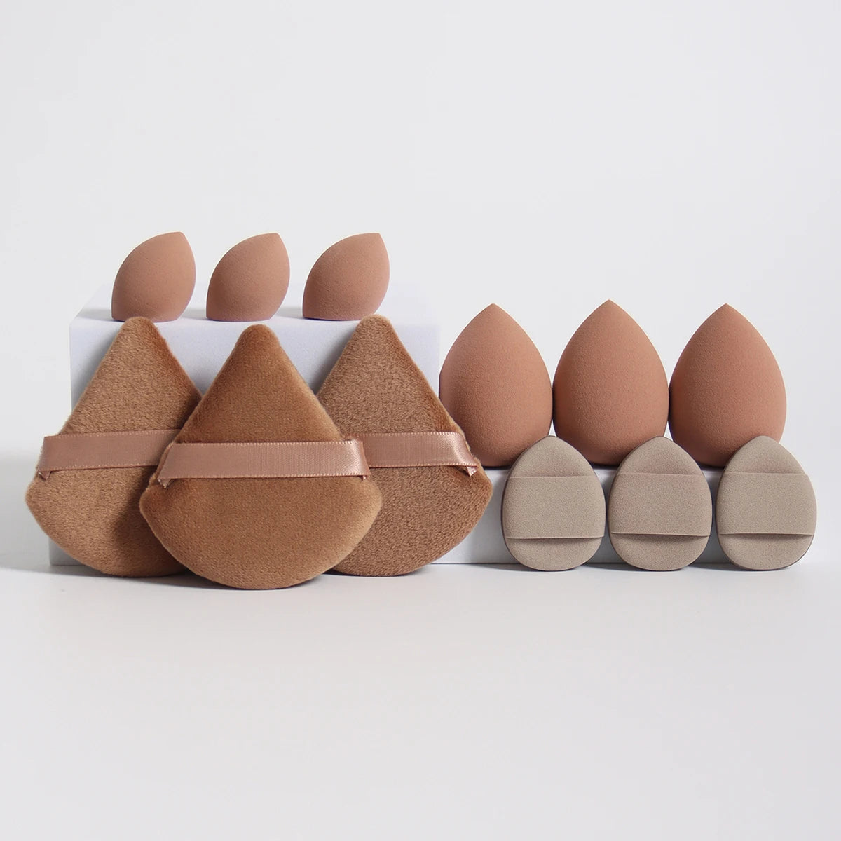 12-Piece All-Purpose Makeup Sponge Set – Loose Powder Puffs, Air Cushion Puffs & Beauty Eggs | Professional Blending Kit