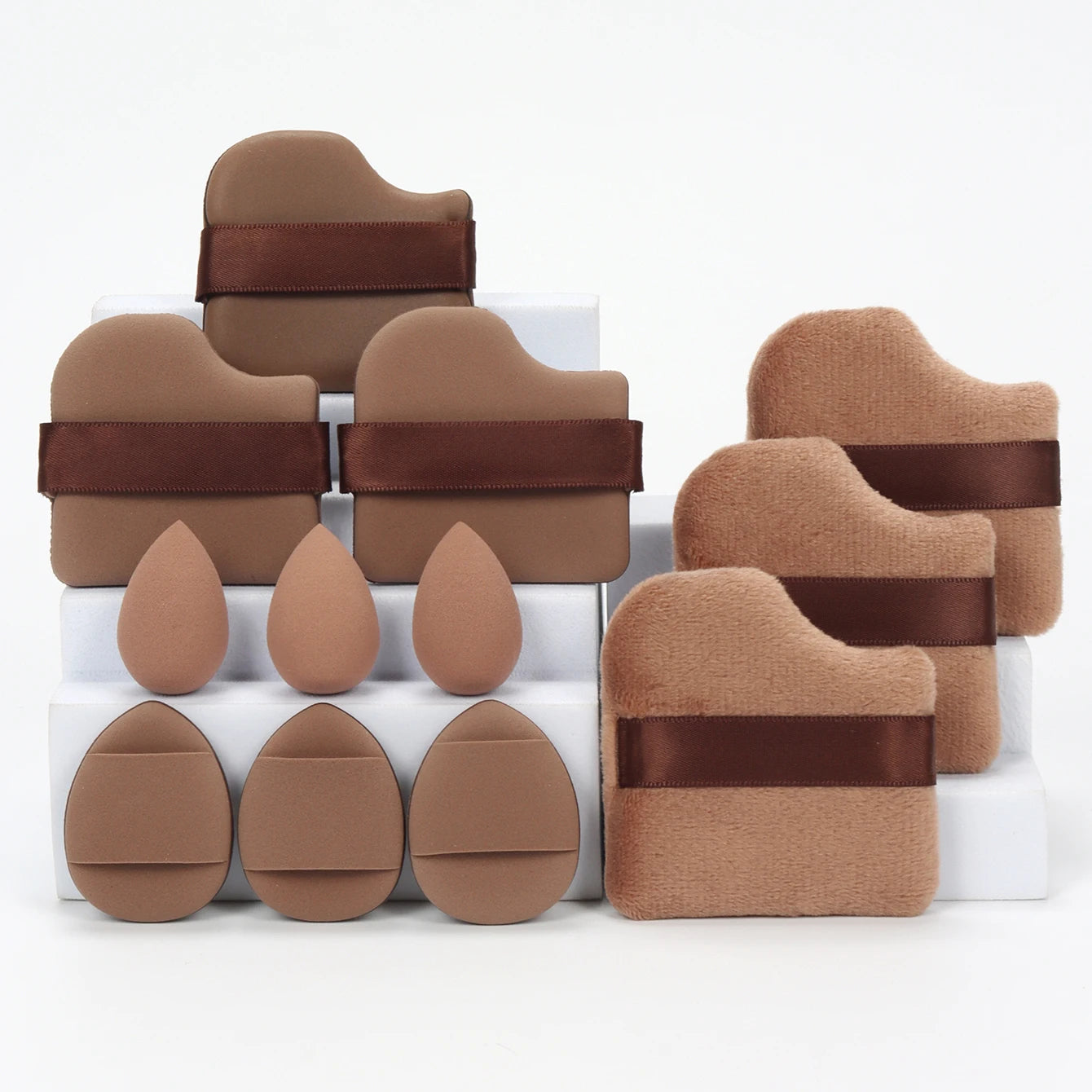 12-Piece All-Purpose Makeup Sponge Set – Loose Powder Puffs, Air Cushion Puffs & Beauty Eggs | Professional Blending Kit
