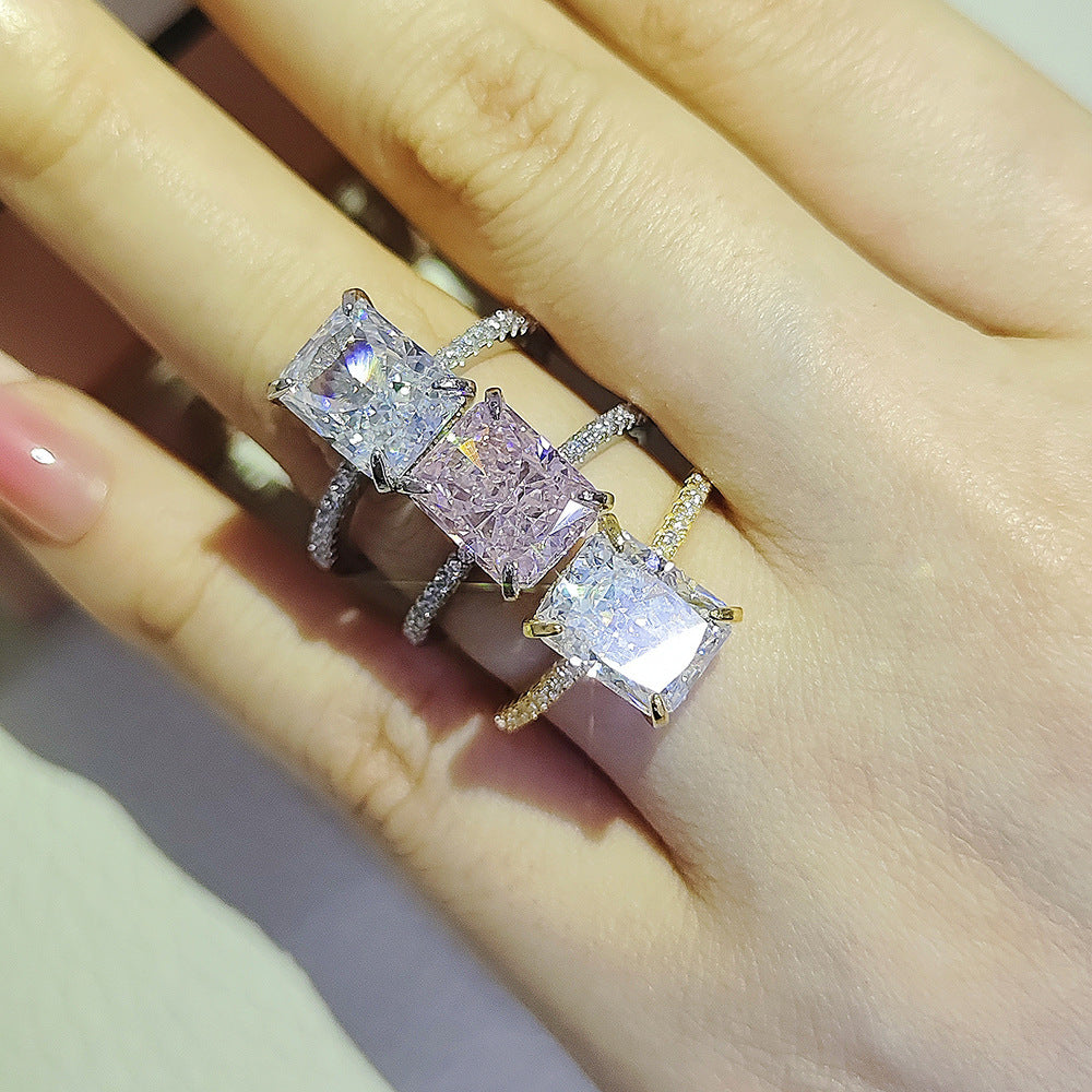 Ice Flower Cut Affordable Luxury Style Niche Advanced Design Ring For Women