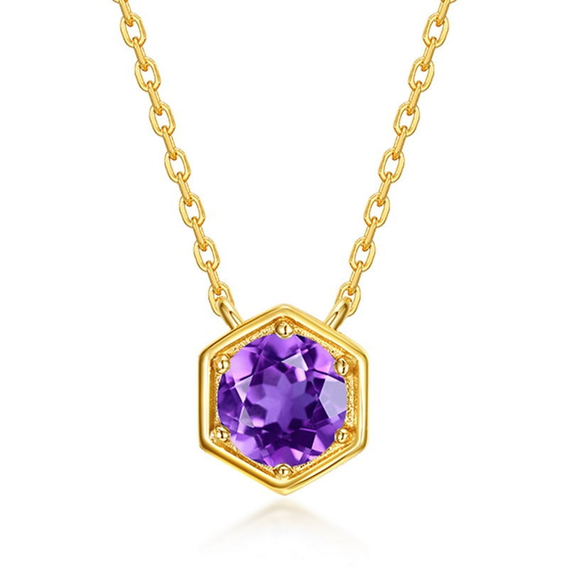 Twelve Birthstone S925 Silver Inlay Multicolor Cultivation Colored Gems Clavicle Chain Simple Necklace