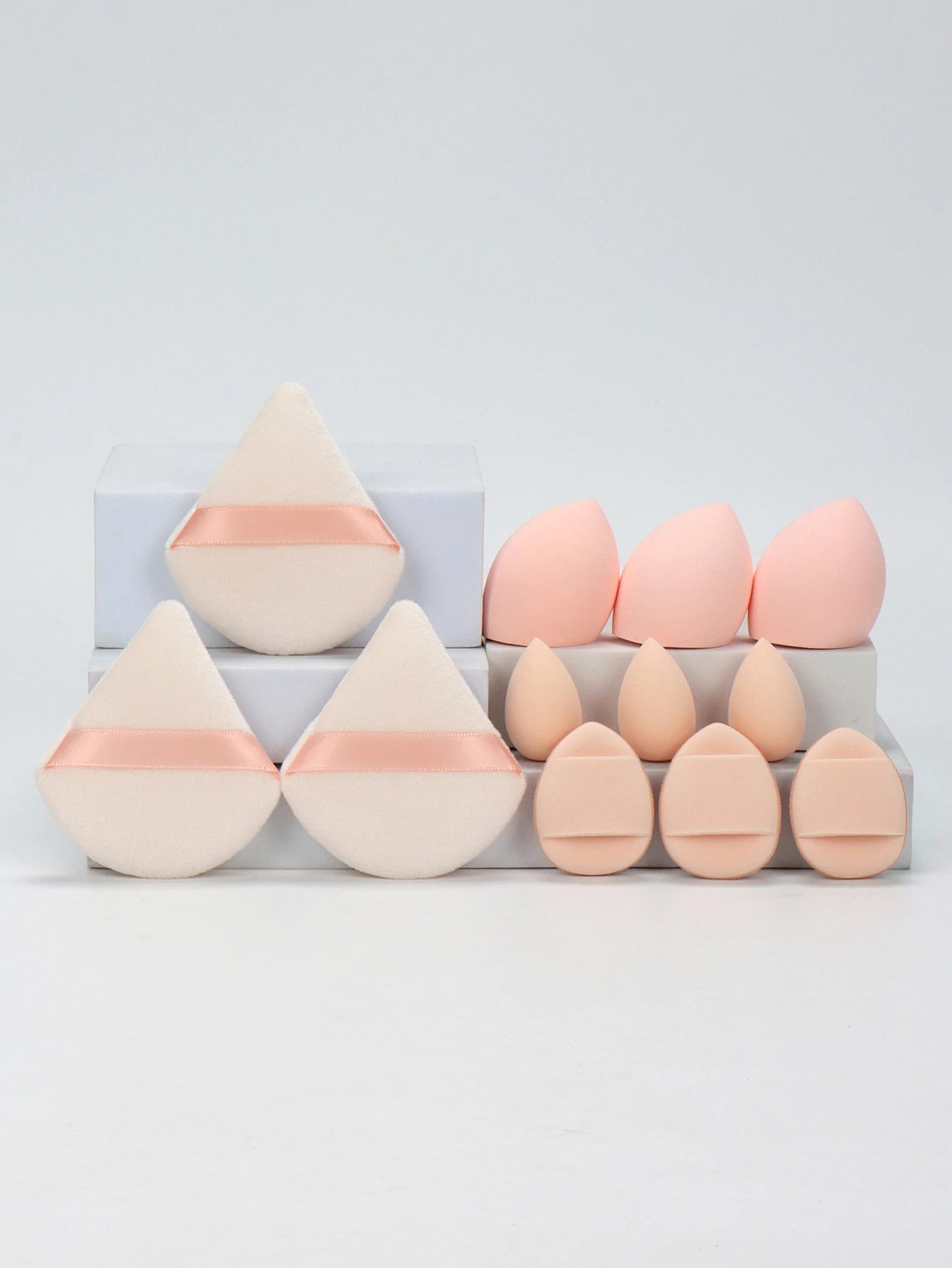 12-Piece All-Purpose Makeup Sponge Set – Loose Powder Puffs, Air Cushion Puffs & Beauty Eggs | Professional Blending Kit
