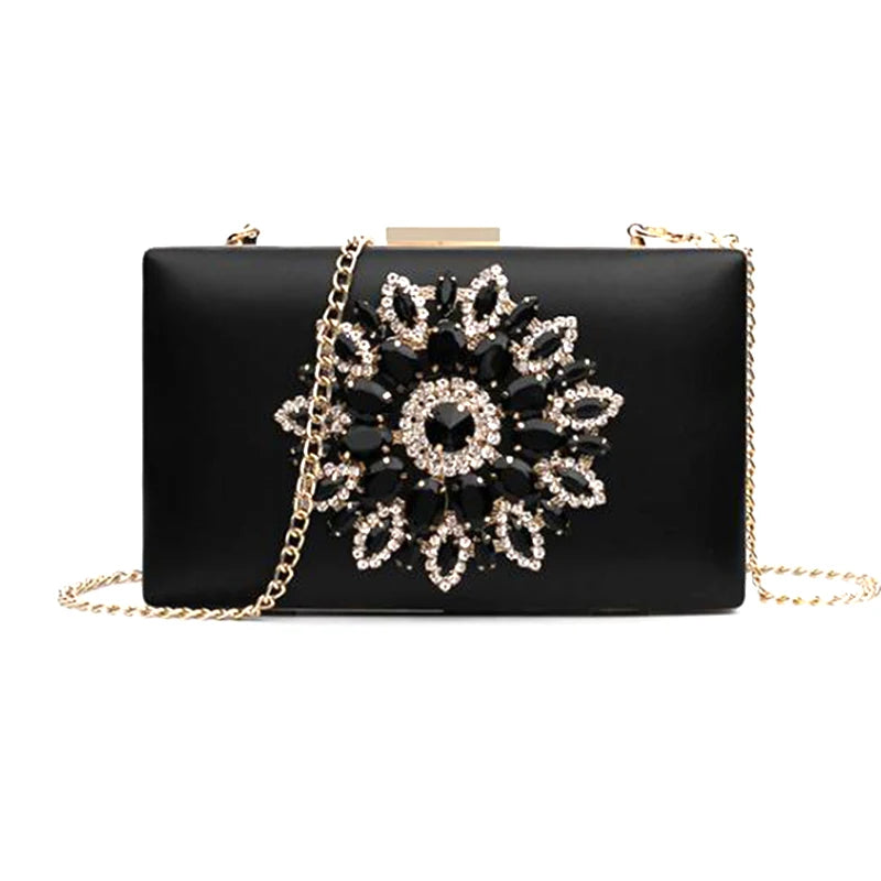 White Crystal Clutch Bag for Women – Luxury Bridal & Evening Purse | Elegant Small Crossbody Wedding Handbag
