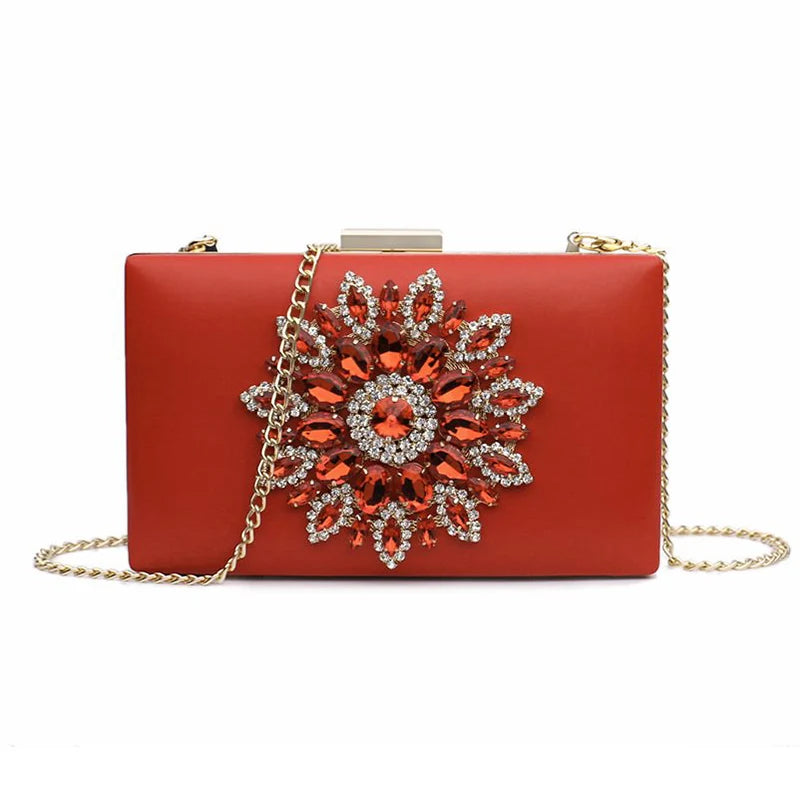 White Crystal Clutch Bag for Women – Luxury Bridal & Evening Purse | Elegant Small Crossbody Wedding Handbag