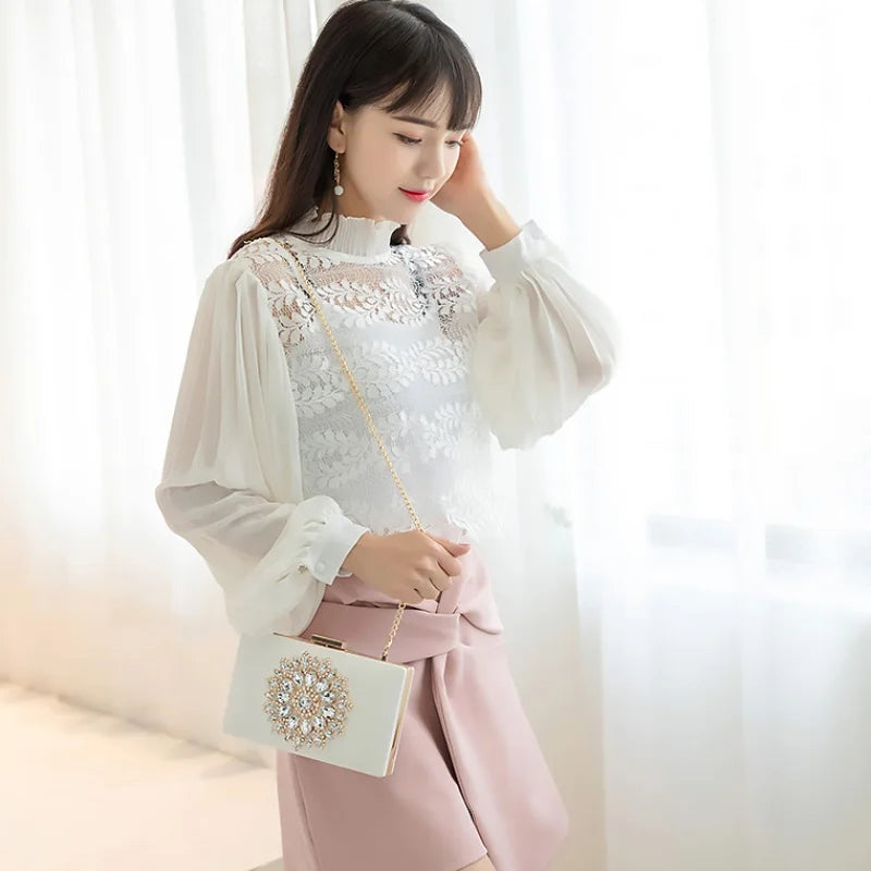 Bride holding white crystal clutch – elegant wedding and evening accessory