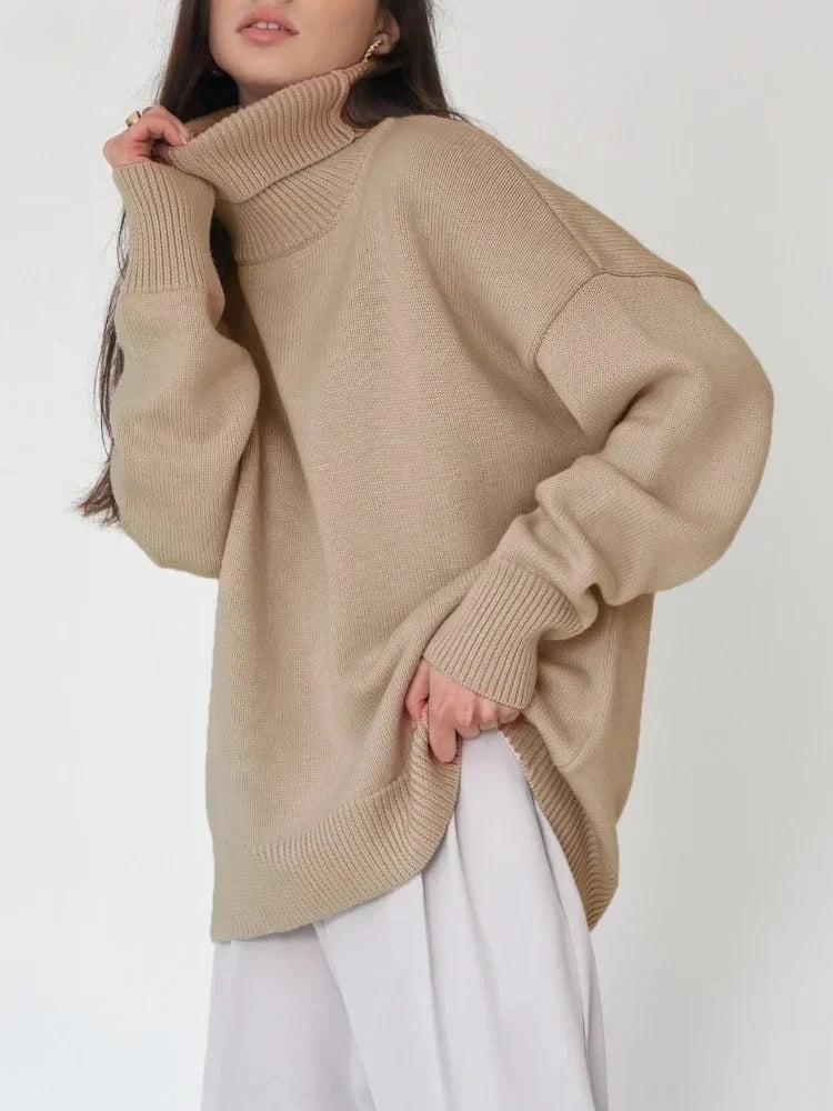 Blubelle Women’s Oversized Turtleneck Sweater – Thick Warm Knit Pullover | Chic Autumn & Winter Loose Casual Jumper