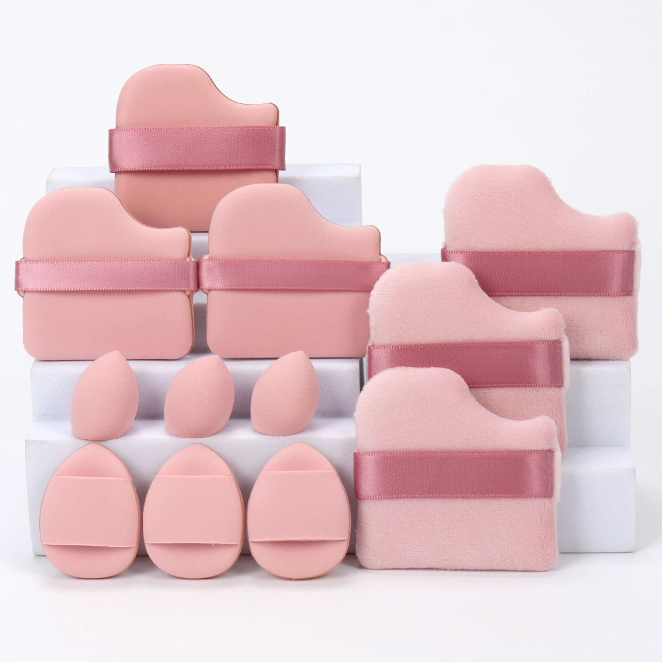 12-Piece All-Purpose Makeup Sponge Set – Loose Powder Puffs, Air Cushion Puffs & Beauty Eggs | Professional Blending Kit