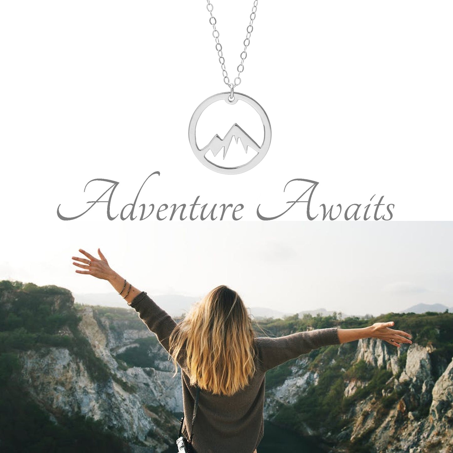 Silver Mountain Necklace – Minimalist Sterling Silver Pendant, Nature-Inspired Jewelry for Women