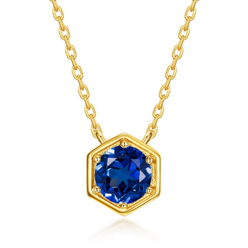 Twelve Birthstone S925 Silver Inlay Multicolor Cultivation Colored Gems Clavicle Chain Simple Necklace