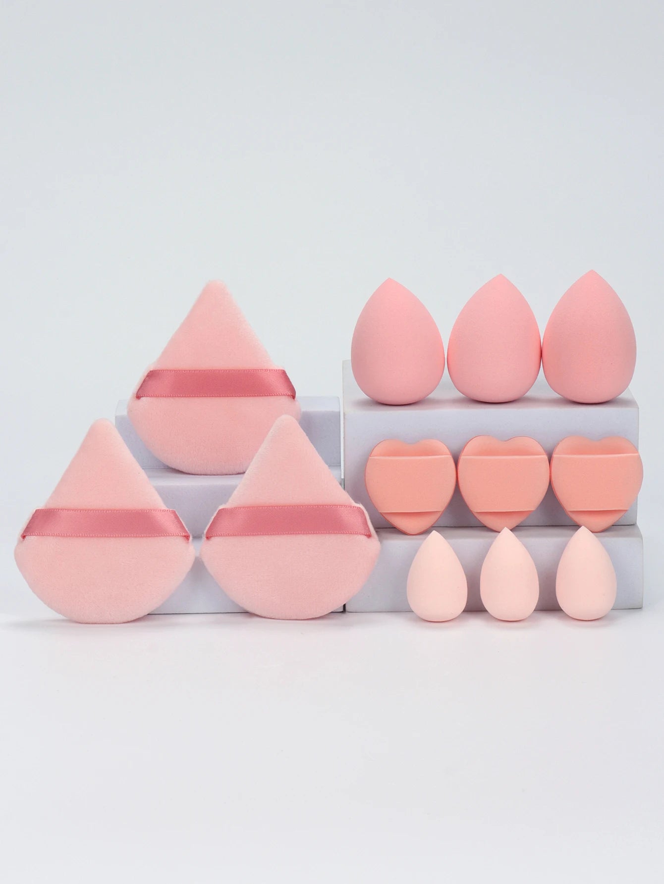 12-Piece All-Purpose Makeup Sponge Set – Loose Powder Puffs, Air Cushion Puffs & Beauty Eggs | Professional Blending Kit