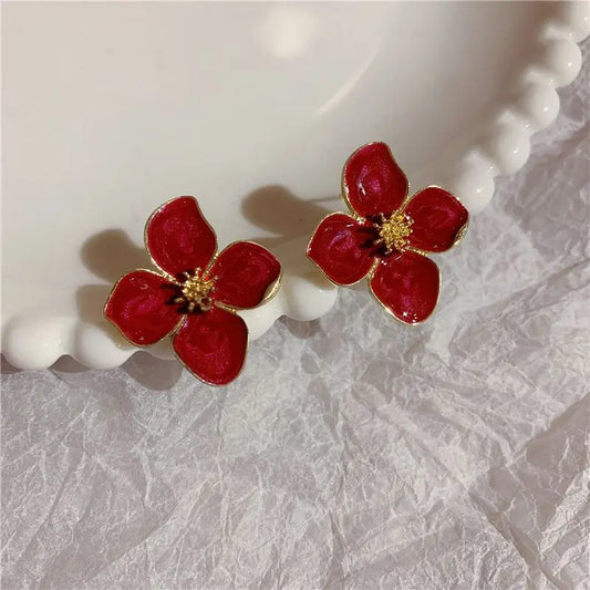Sweet multi-colored flower stud earrings for women and girls