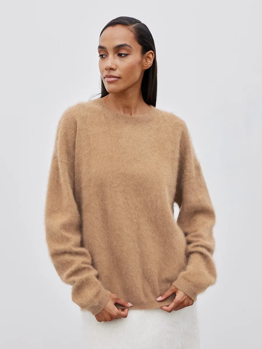 Blubelle Women’s Solid Knit Sweater – O-Neck Long Sleeve Loose Fit Pullover | Autumn & Winter Casual Fashion Top