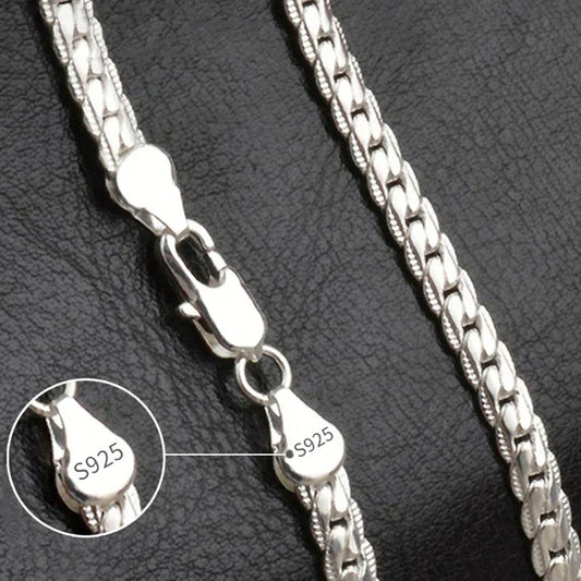 Polished gold and silver sideways link chain – unisex fashion jewelry.