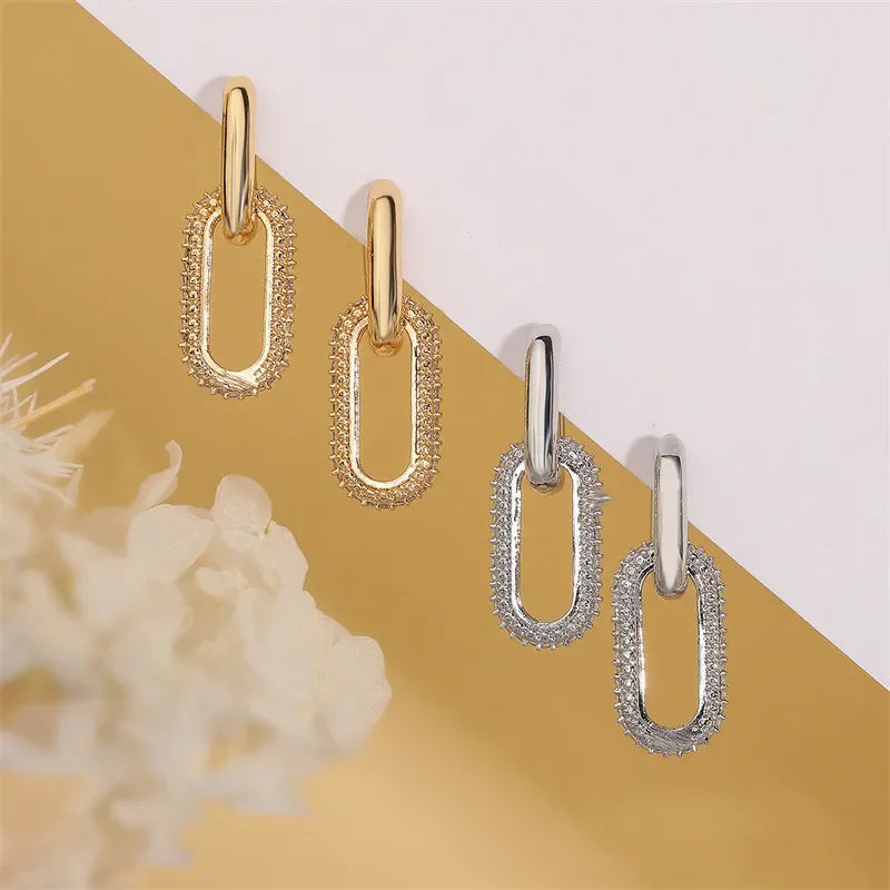 Elegant light luxury rhinestone earrings – double ring design