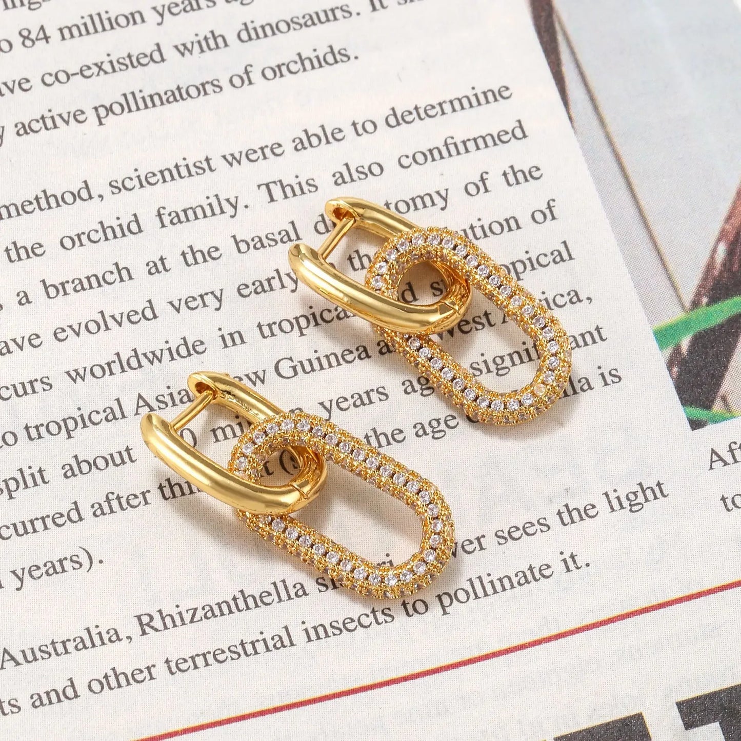 Shiny Rhinestone Geometric Earrings – Light Luxury Double Elliptical Rings for Women | Party Accessories
