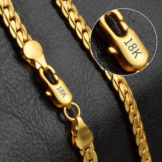 18K gold and silver 6mm chain necklace for men and women – sideways link design