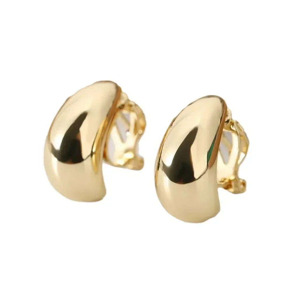 French Light Luxury Droplet Ear Clip – No Piercing Earrings for Women | High-Grade Smooth Minimalist Jewelry